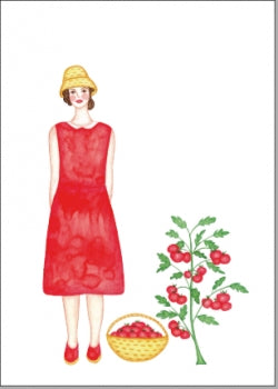 Frau mit Tomaten - Postkarte