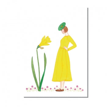Frau mit gelben Kleid - Postkarte
