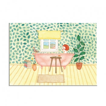 Frau in Badewanne - Postkarte