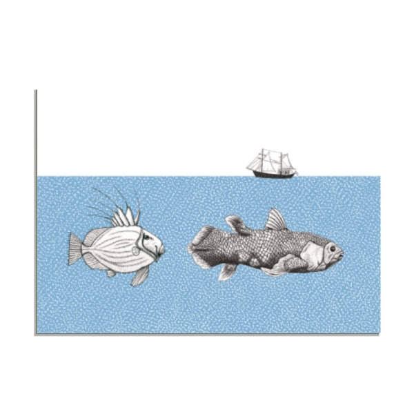 Fische und Boot - Postkarte