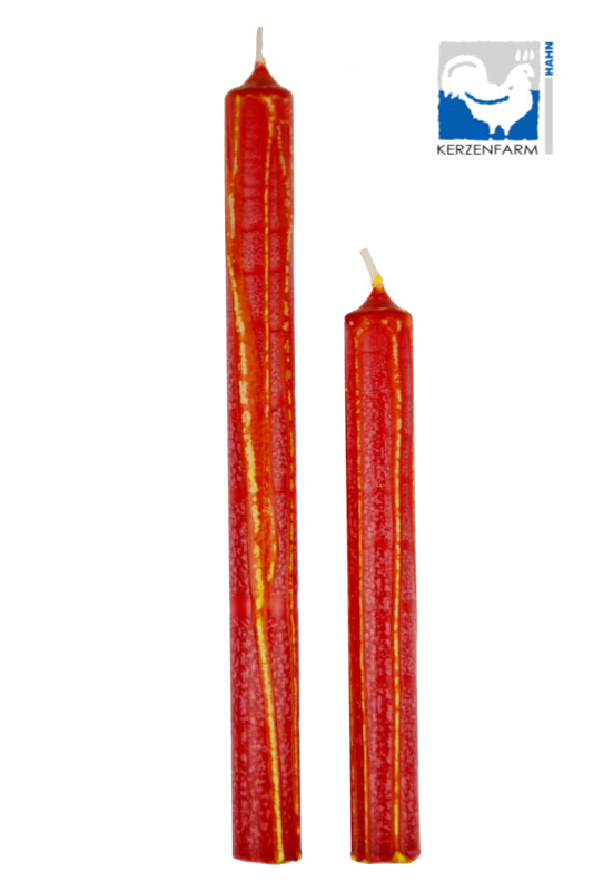 Stabkerze Fantasie - rot / gelb