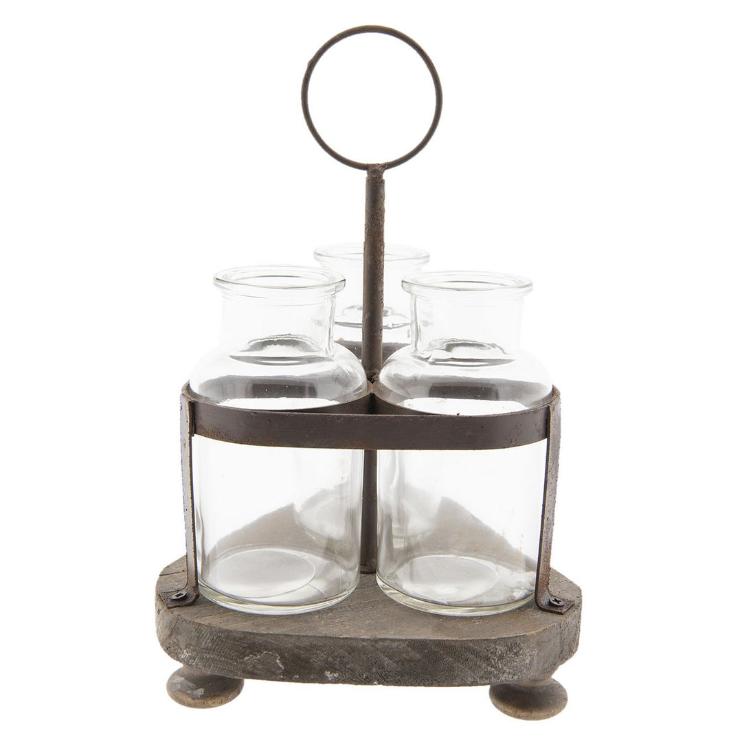 Flaschenhalter mit 3 Glasflaschen
