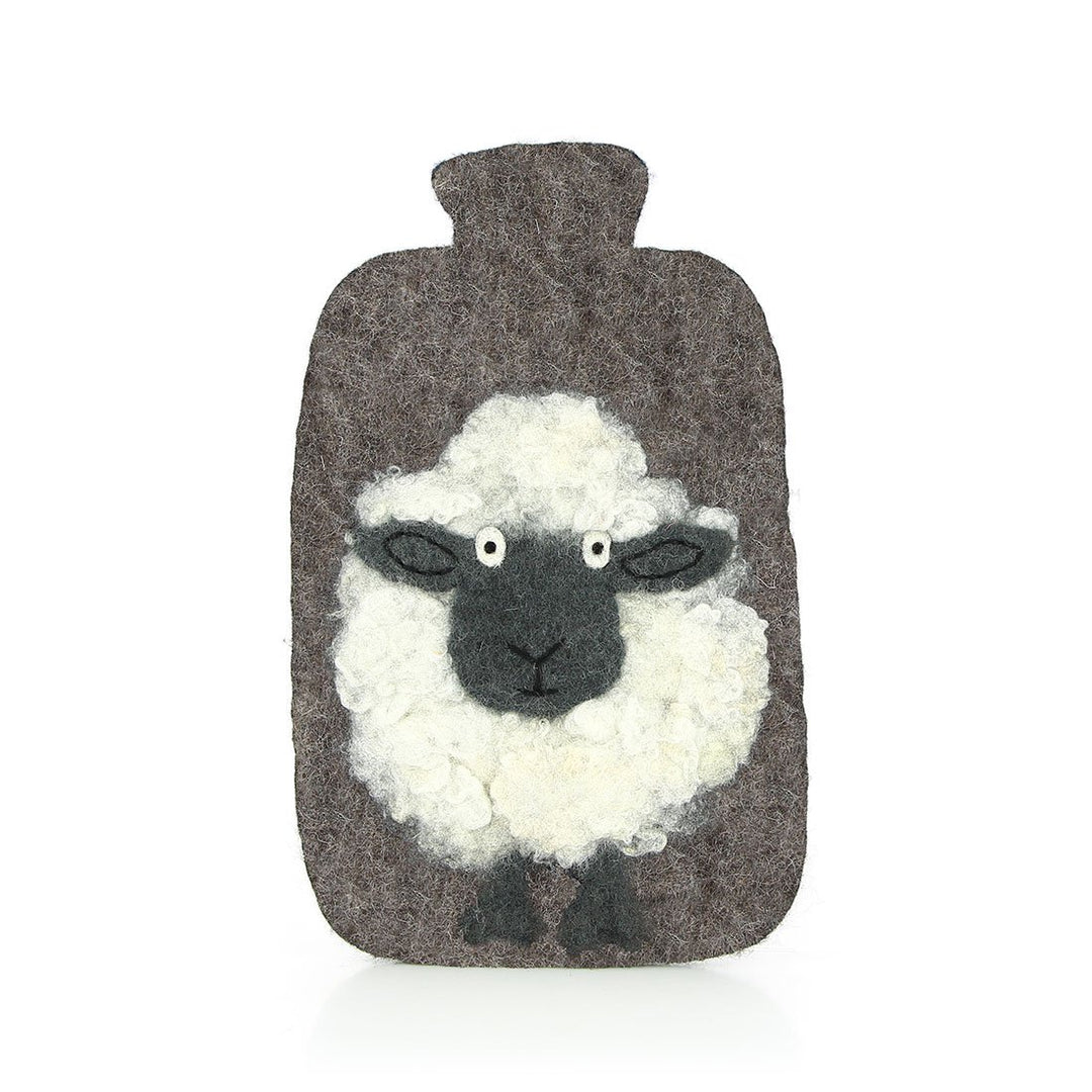 Wärmflaschenhülle aus Filz - Schaf