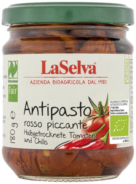 Antipasto rosso piccante - Halbgetrocknete Tomaten und Chilis (180 g)