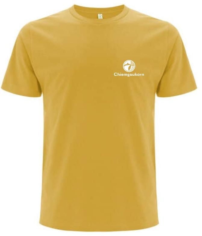 T-Shirt mit Jubiläumsdruck "20 Jahre Chiemgaukorn" aus Bio-Baumwolle