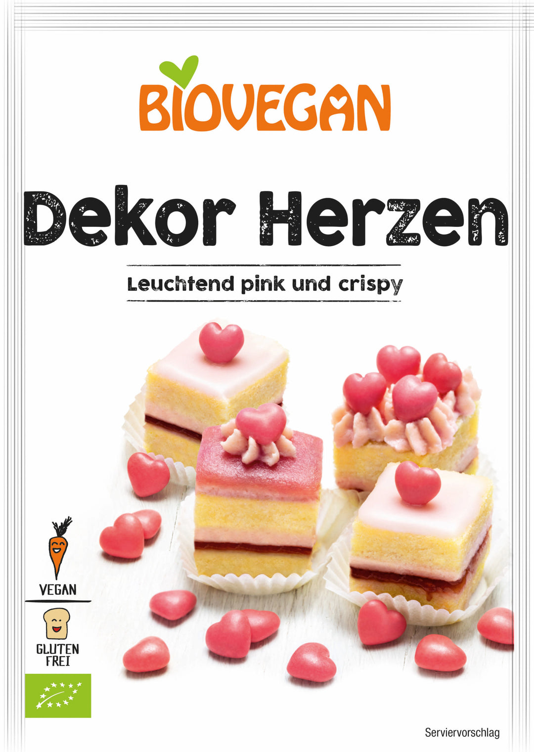 Dekor Herzen - leuchtend pink und crispy (35 g)
