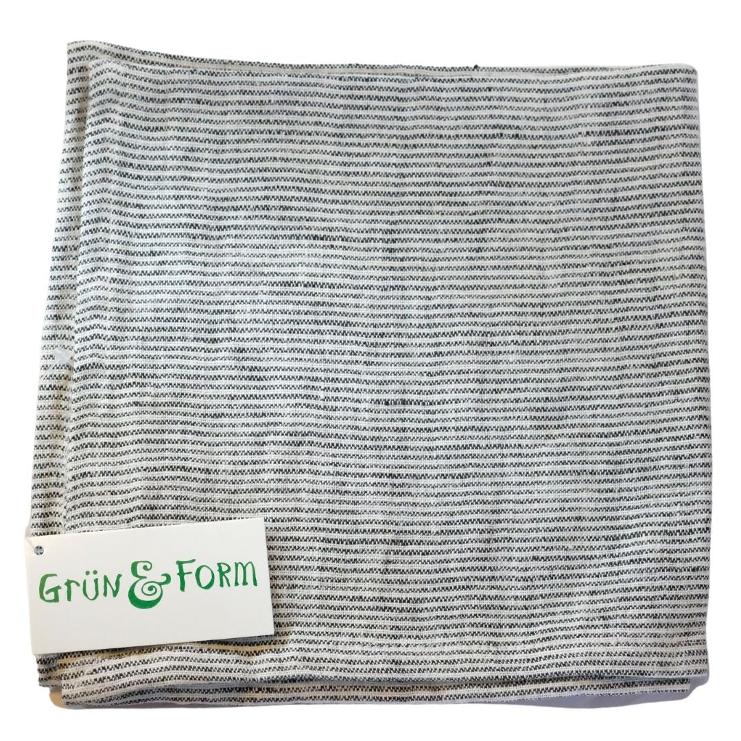 Serviette Leinen mit Streifen - natur / schwarz (40 x 40 cm)