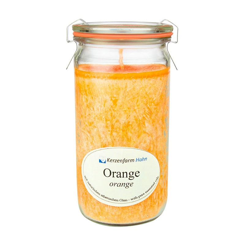 Stearinkerze im XL Weckglas - Orange