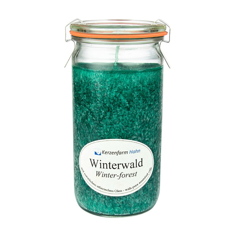 Stearinkerze im XL Weckglas - Winterwald