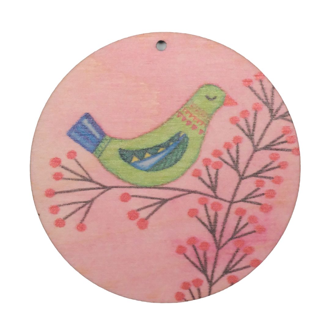 Anhänger - Vogel auf Zweig (Birkenholz)