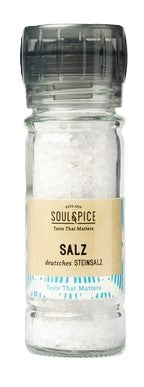 Salzmühle aus Glas - Steinsalz