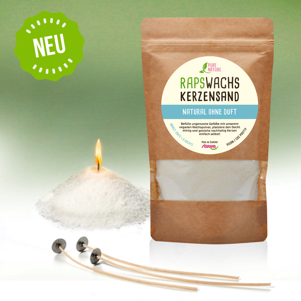 Rapswachs Kerzensand mit Docht - Natural ohne Duft (200 g)