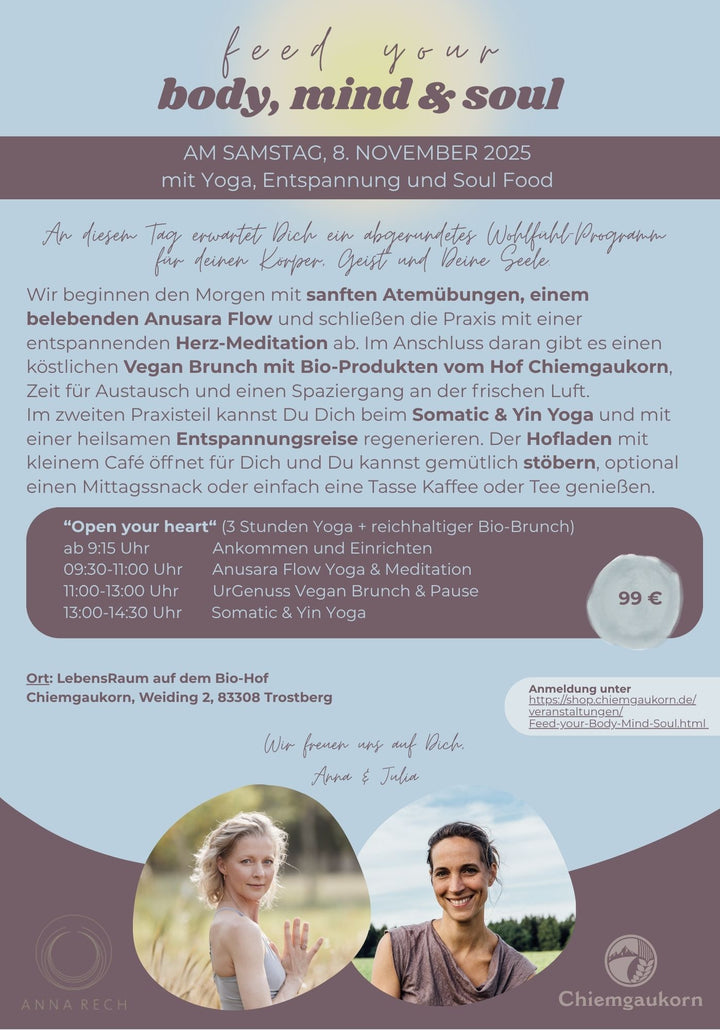 Feed your Body, Mind & Soul am 08.11.2025