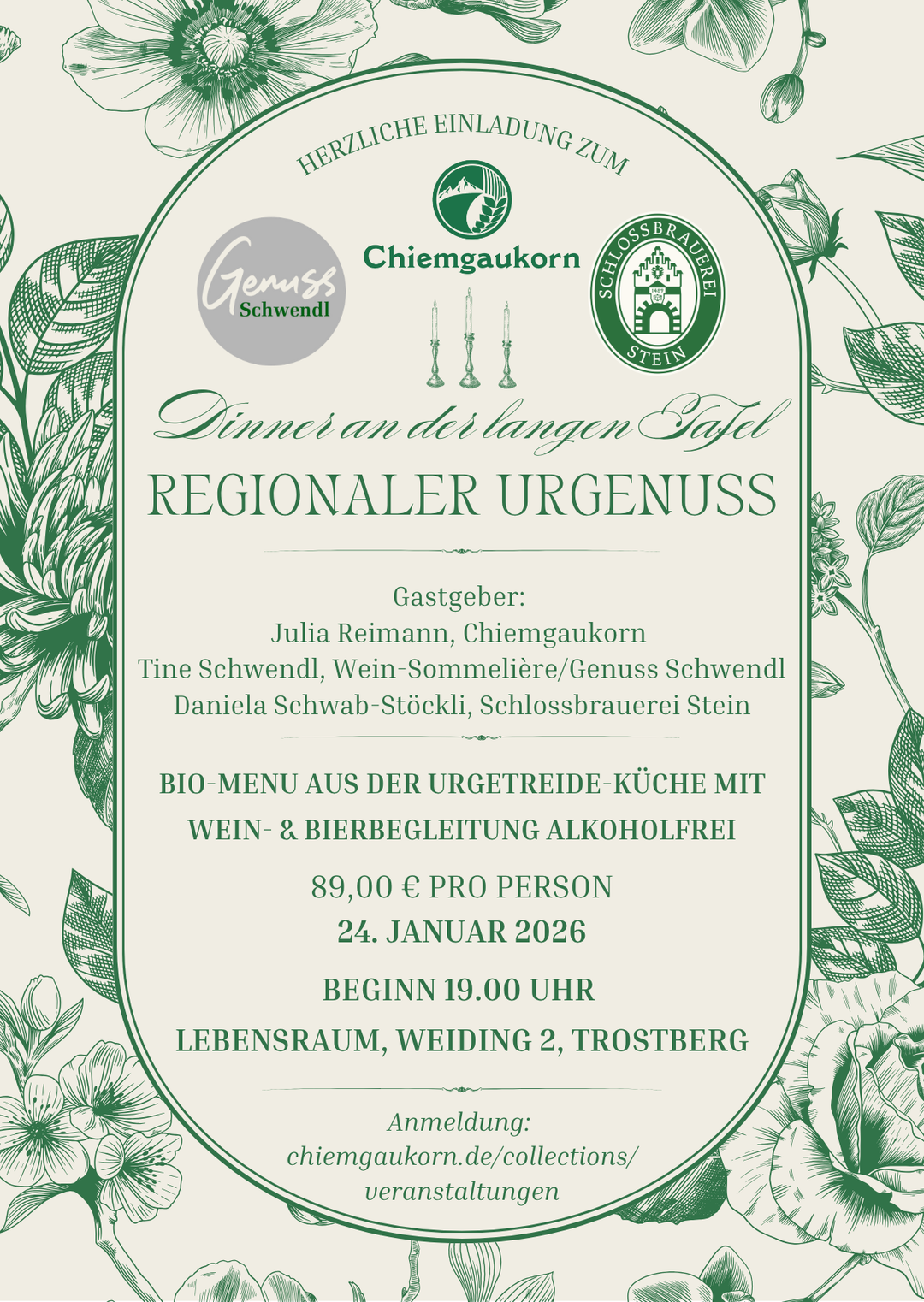 Regionaler UrGenuss - Dinner an der langen Tafel am 24.01.2026