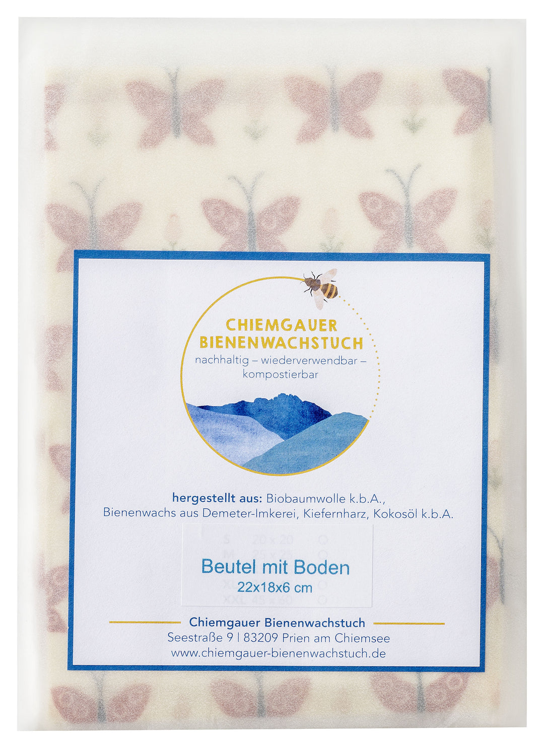 Bienenwachsbeutel mit Boden - Schmetterlinge (klein)