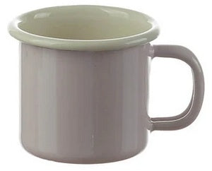 Kleiner Emaille-Becher - rosé mit crémfarbenem Rand
