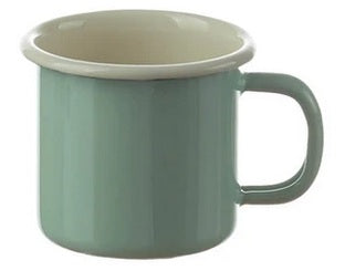 Kleiner Emaille-Becher - mint mit crémfarbenem Rand