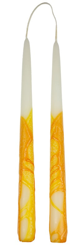 Spitzkerze Fantasie, 2er, gelb, 260 x 22 mm