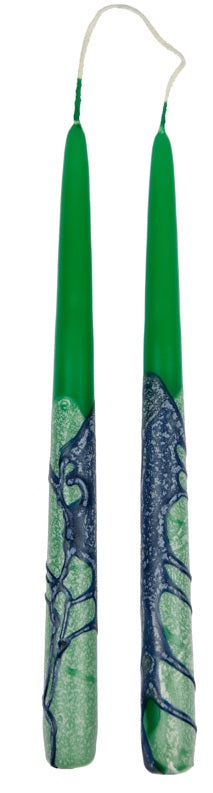 Spitzkerze Fantasie, 2er, grün, 260 x 22 mm