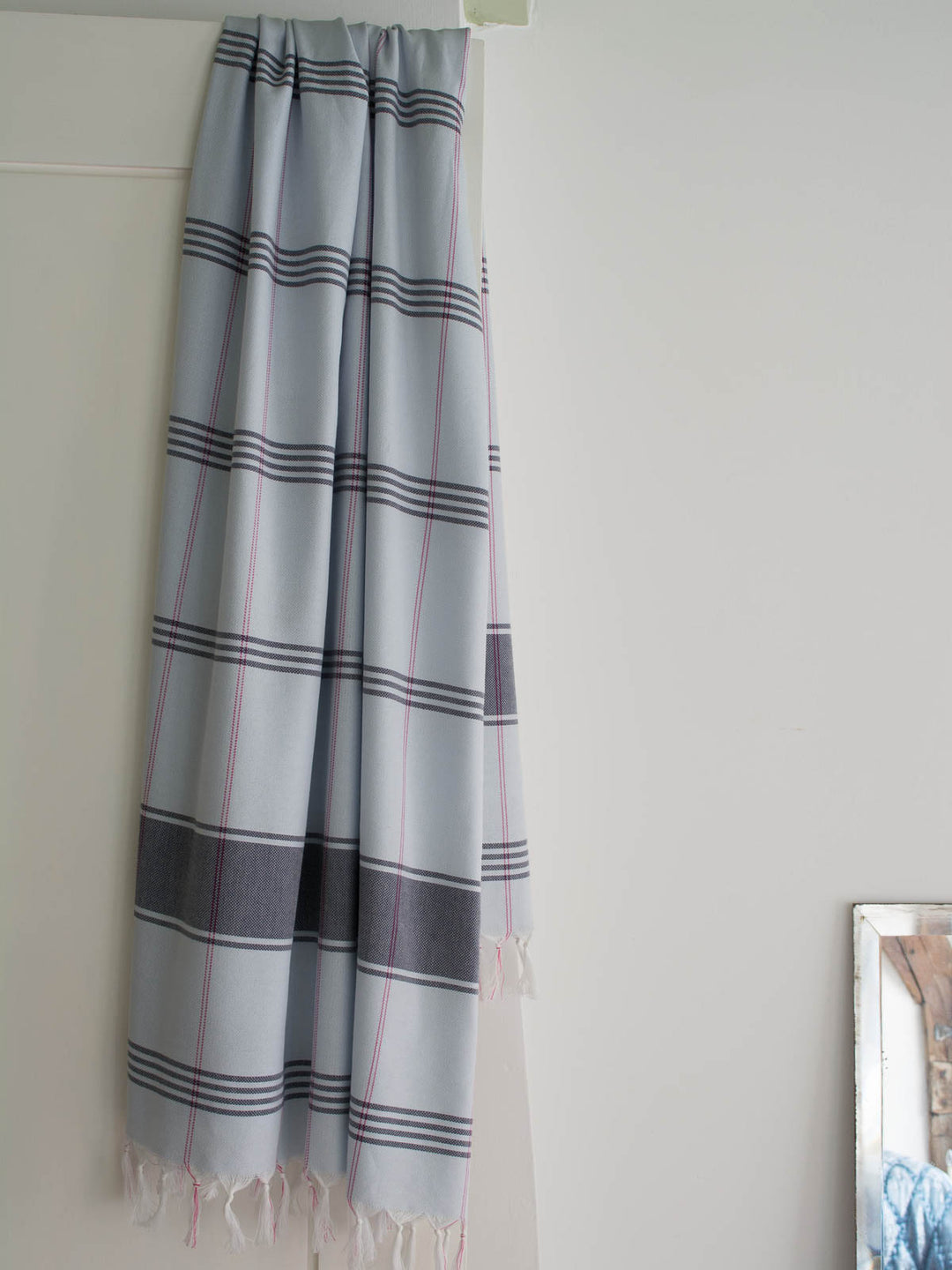 Bio-Baumwolltuch - kariert hellblau / dunkelblau (170 x 100 cm)