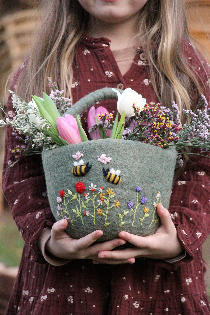 Körbchen Blumenwiese, aus Filz