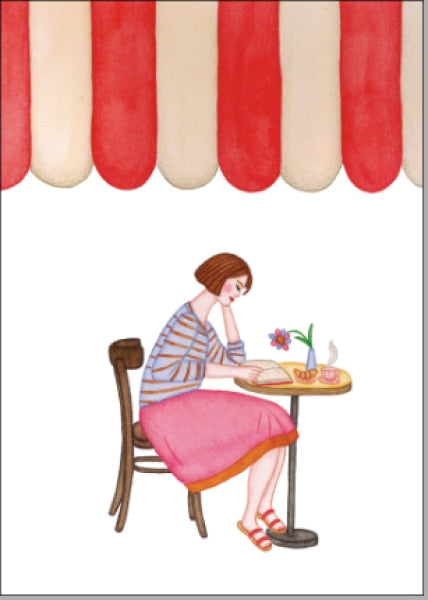 Vor dem Café - Postkarte