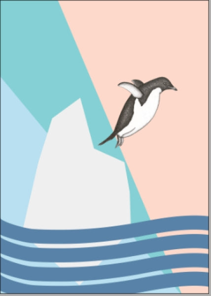 Springender Pinguin - Postkarte