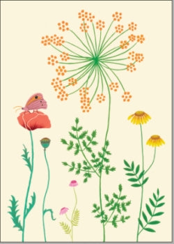 Sommerblumen mit Schmetterling - Postkarte