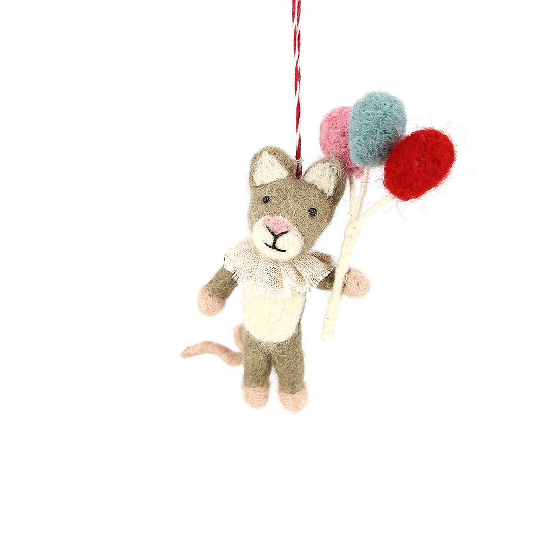Anhänger Maus mit Luftballons, aus Filz