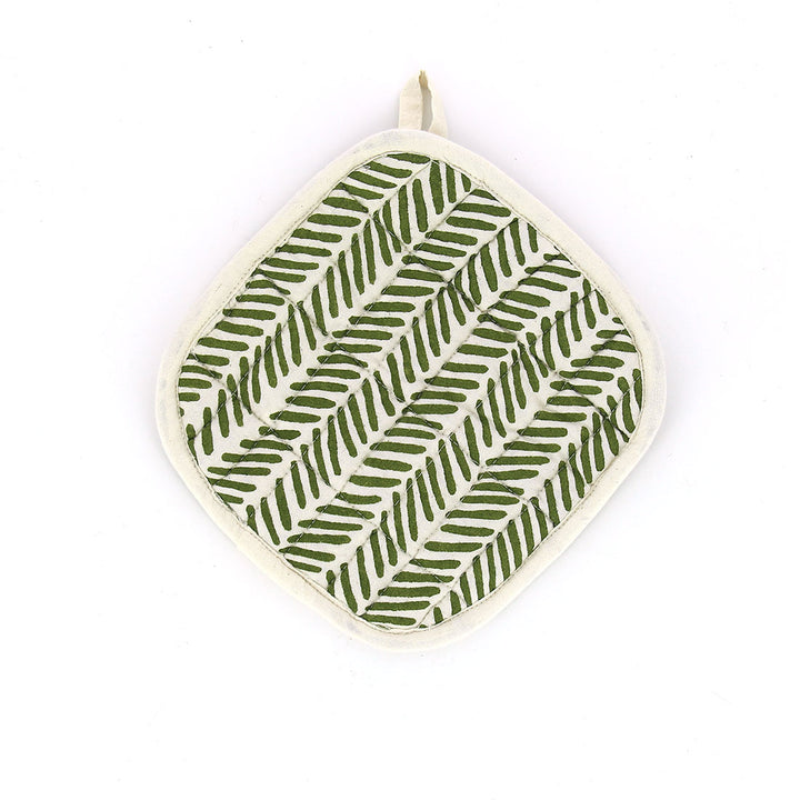 Topflappen - Fischgrät/Olivgrün