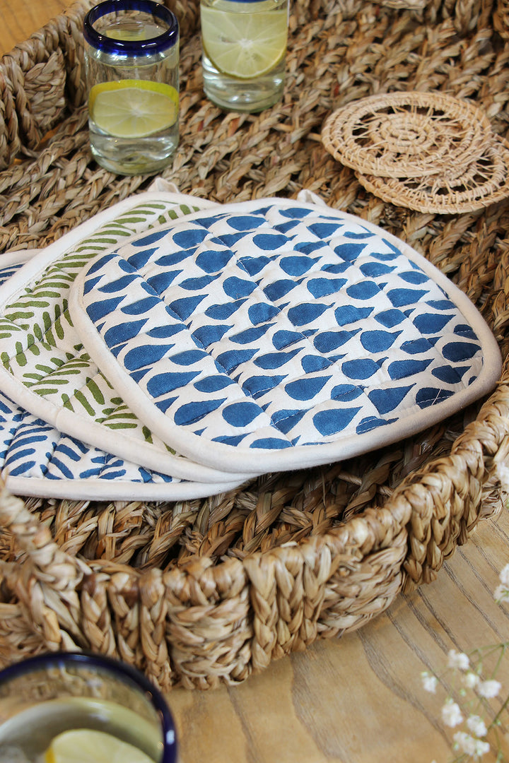 Topflappen - Fischgrät/Olivgrün