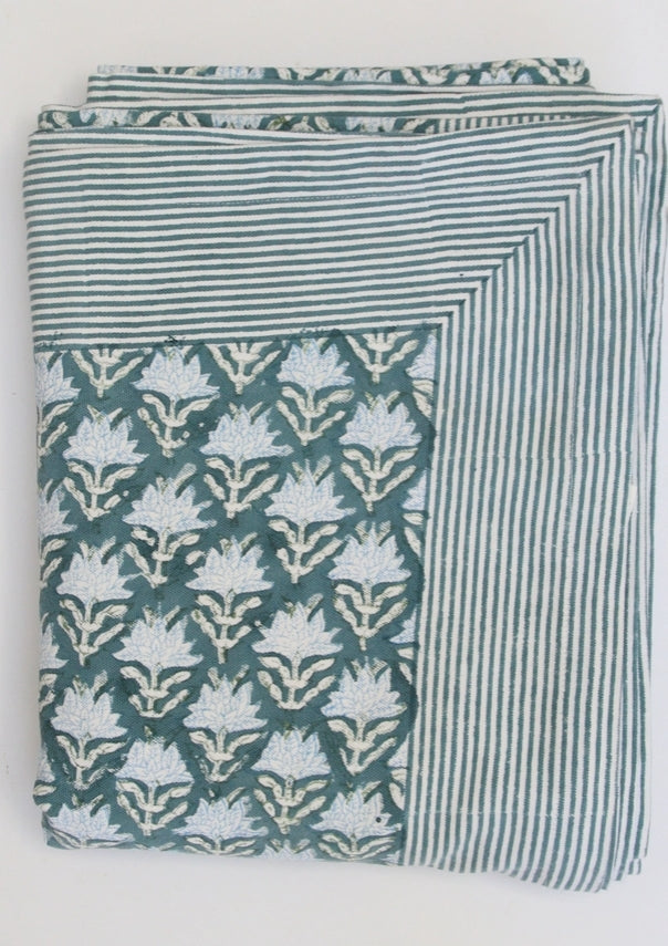 Tischdecke handblockbedruckt 160 x 270 in verschiedenen Farben