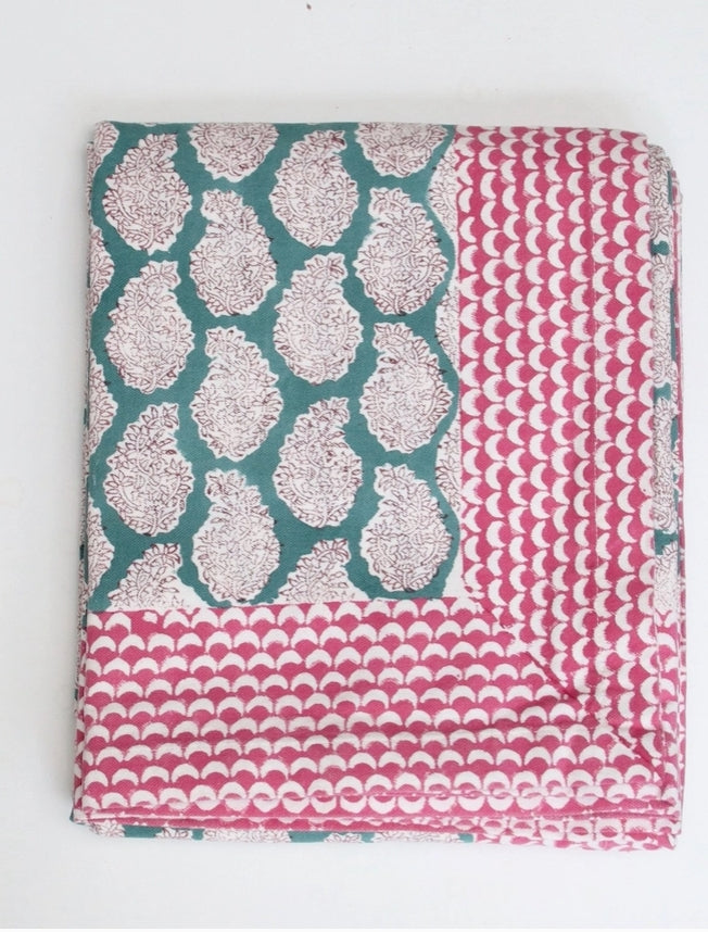 Tischdecke handblockbedruckt 150 x 240 in verschiedenen Farben