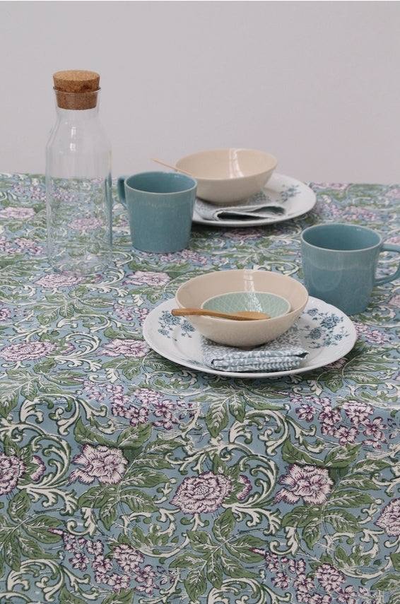 Tischdecke handblockbedruckt 150 x 240 in verschiedenen Farben