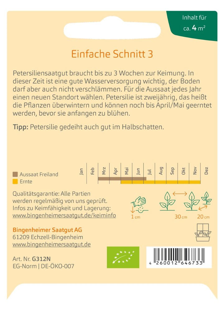Petersilie - Saatgut (Einfache Schnitt 3)