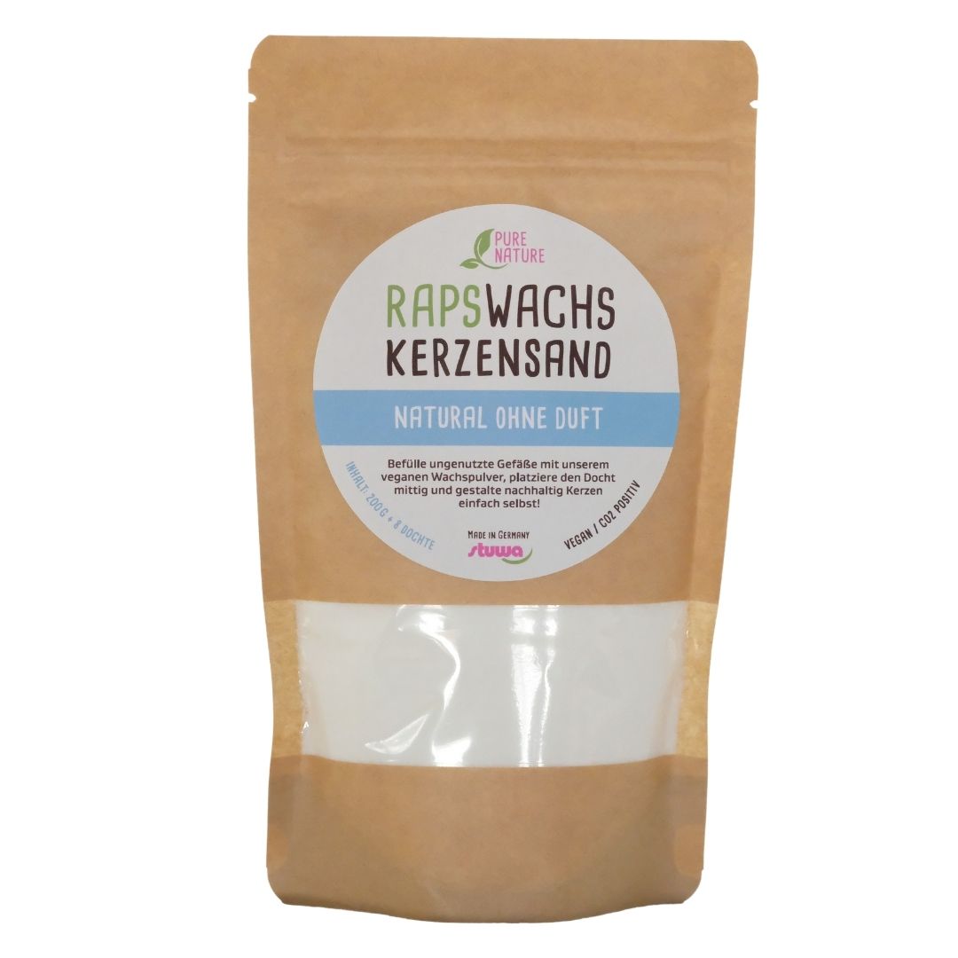 Rapswachs Kerzensand mit Docht - Natural ohne Duft (200 g)